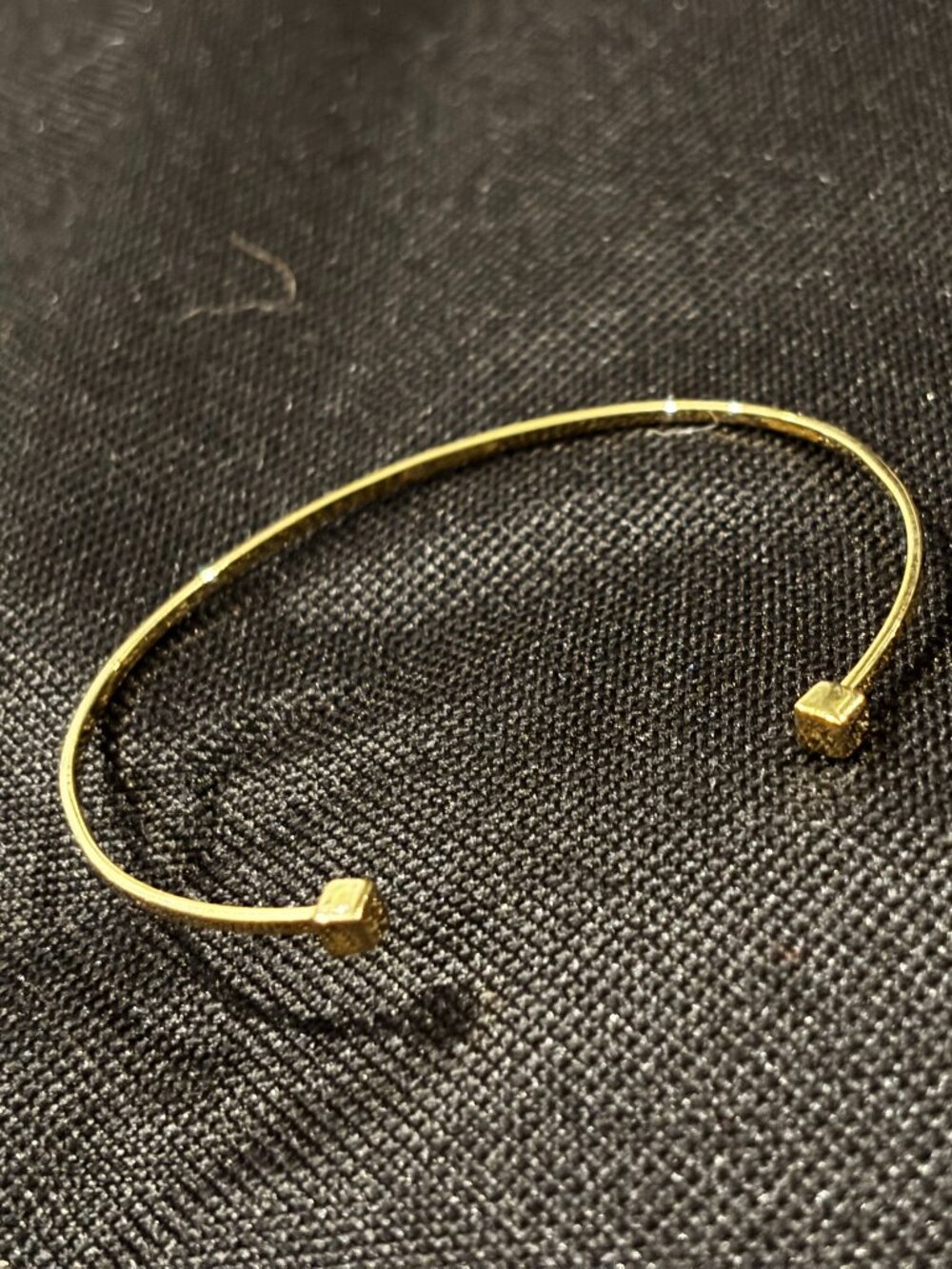 14K Solid Yellow Gold Italian Cube Cuff Bangle Bracelet
